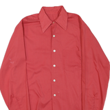 Mens Red Plain Cotton Blend Shirt M Classic Fit Button Collar Long Sleeve