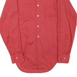 Mens Red Plain Cotton Blend Shirt M Classic Fit Button Collar Long Sleeve