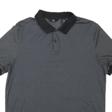 CALVIN KLEIN Mens Black & Grey Short Sleeve Polo Shirt L Cotton Blend Casual