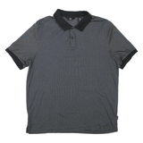 CALVIN KLEIN Mens Black & Grey Short Sleeve Polo Shirt L Cotton Blend Casual