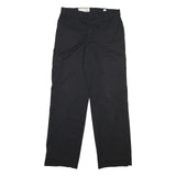 DICKIES Mens Regular Black Cotton Blend Workwear Trousers W32 L30 Zip Pocket
