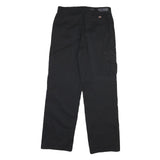 DICKIES Mens Regular Black Cotton Blend Workwear Trousers W32 L30 Zip Pocket
