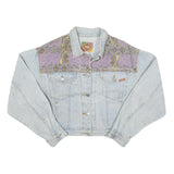 JO ROACHE Womens Blue & Purple Denim Jacket M Cotton Blend Button Closure