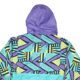 FLASH TEAM Womens Purple & Turquoise Patterned Button Jacket L Polyester Blend