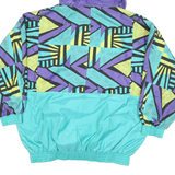 FLASH TEAM Womens Purple & Turquoise Patterned Button Jacket L Polyester Blend