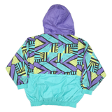 FLASH TEAM Womens Purple & Turquoise Patterned Button Jacket L Polyester Blend
