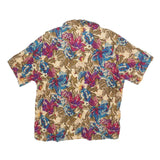 SAG HARBOR Womens Beige Printed Shirt Short Sleeve Collared M Floral Polyester