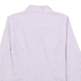 TOMMY HILFIGER Womens White & Purple Striped Shirt M Classic Cotton Blend Button