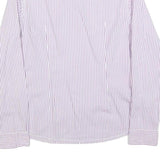 TOMMY HILFIGER Womens White & Purple Striped Shirt M Classic Cotton Blend Button