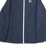 TOMMY HILFIGER Womens Blue Quilted Jacket S Polyester Zip Casual Lightweight