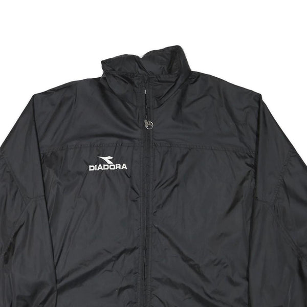 DIADORA Mens Black Polyester Blend Zip Up Jacket M Sportswear Casual
