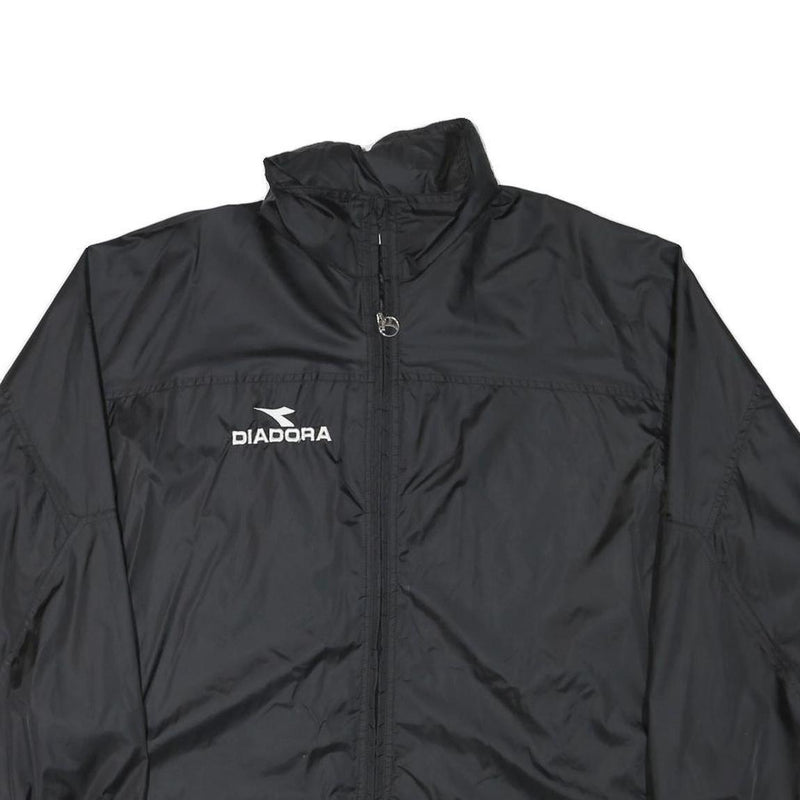 DIADORA Mens Black Polyester Blend Zip Up Jacket M Sportswear Casual