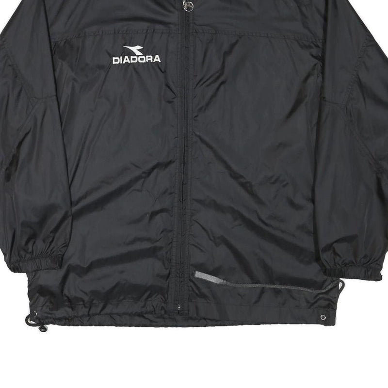 DIADORA Mens Black Polyester Blend Zip Up Jacket M Sportswear Casual