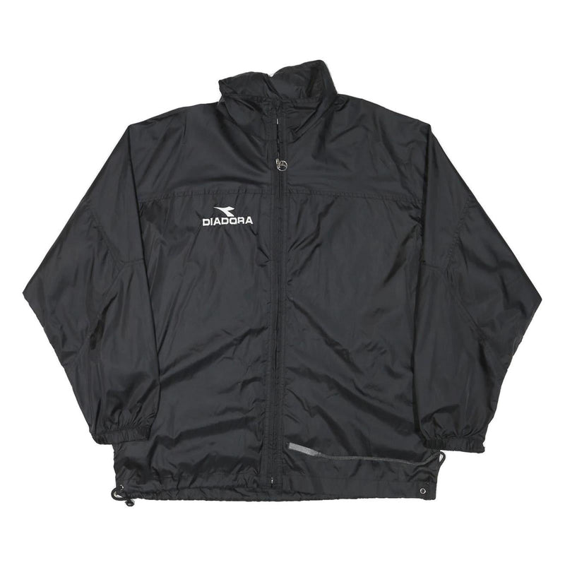 DIADORA Mens Black Polyester Blend Zip Up Jacket M Sportswear Casual