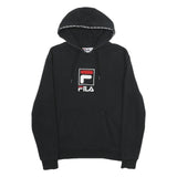 FILA Mens Black Pullover Hoodie S Logo Embroidered Cotton Blend Sweatshirt