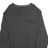 NAUTICA Mens Grey Plain Cotton V-Neck Basic Knit Jumper XL Classic Style