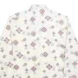 Mens White Patterned Shirt M Polyester Blend Button Collar Long Sleeve
