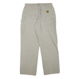 CARHARTT Mens Relaxed Beige Workwear Casual Trousers W30 L31 Zip Closure