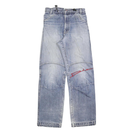 M DIA Womens Regular Blue Denim Rinse Jeans W28 L32 Embroidered Logo Cotton