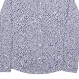 CARHARTT Womens Blue & White Floral Cotton Blend Shirt S Button Down Collar Long
