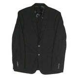 Mens Black Classic Jacket M Polyester Blend Plain Button Closure Formal Wear