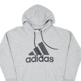 ADIDAS Womens Grey Hoodie L Cotton Blend Pullover Sports Casual Sweatshirt