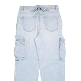 PIMKIE Womens Jeans Blue Relaxed Straight Denim Light W34 L32 Cargo Style Zip
