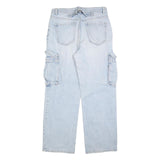 PIMKIE Womens Jeans Blue Relaxed Straight Denim Light W34 L32 Cargo Style Zip