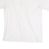 DONALLEY Mens White & Red Stripe Shirt S Cotton Blend Short Sleeve Casual