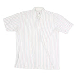 DONALLEY Mens White & Red Stripe Shirt S Cotton Blend Short Sleeve Casual