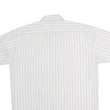 DONALLEY Mens White & Red Stripe Shirt S Cotton Blend Short Sleeve Casual