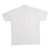 DONALLEY Mens White & Red Stripe Shirt S Cotton Blend Short Sleeve Casual