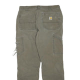 CARHARTT Mens Jeans Beige Regular Straight Cotton Blend W33 L32 Workwear Zip