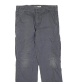 CARHARTT Mens Cotton Blend Grey Regular Cargo Trousers W36 L34 Workwear Zip