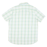 TIMBERLAND Mens White Green & Yellow Check Shirt Short Sleeve L Casual Summer