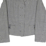 Womens Black & White Houndstooth Button Jacket S Polyester Blend Classic