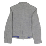 Womens Black & White Houndstooth Button Jacket S Polyester Blend Classic