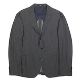 JOOP! Mens Grey & White Pinstripe Classic Cotton Blend Jacket L Button Pattern