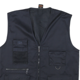 Mens Black Cotton Utility Zip Jacket L Workwear Casual Outdoor Vest Style