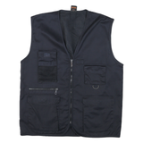 Mens Black Cotton Utility Zip Jacket L Workwear Casual Outdoor Vest Style