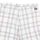DICKIES Mens White Grey Check Casual Shorts XL W40 Cotton Blend Comfortable Fit