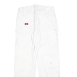 DICKIES Mens Regular Fit White Cotton Blend Jeans W32 L32 Workwear Paint