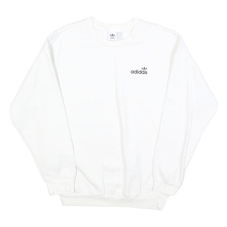 ADIDAS Womens White Cotton Blend Crew Neck UK 8 Sweatshirt Casual Comfort