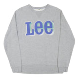 LEE Mens Grey Cotton Blend Crew Neck Sweatshirt M Casual Logo Pullover