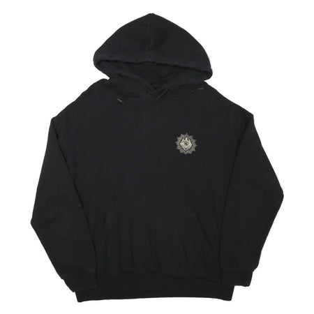 YOURTURN Mens Black Hoodie M Cotton Blend Drawstring Pullover Logo Graphic Print