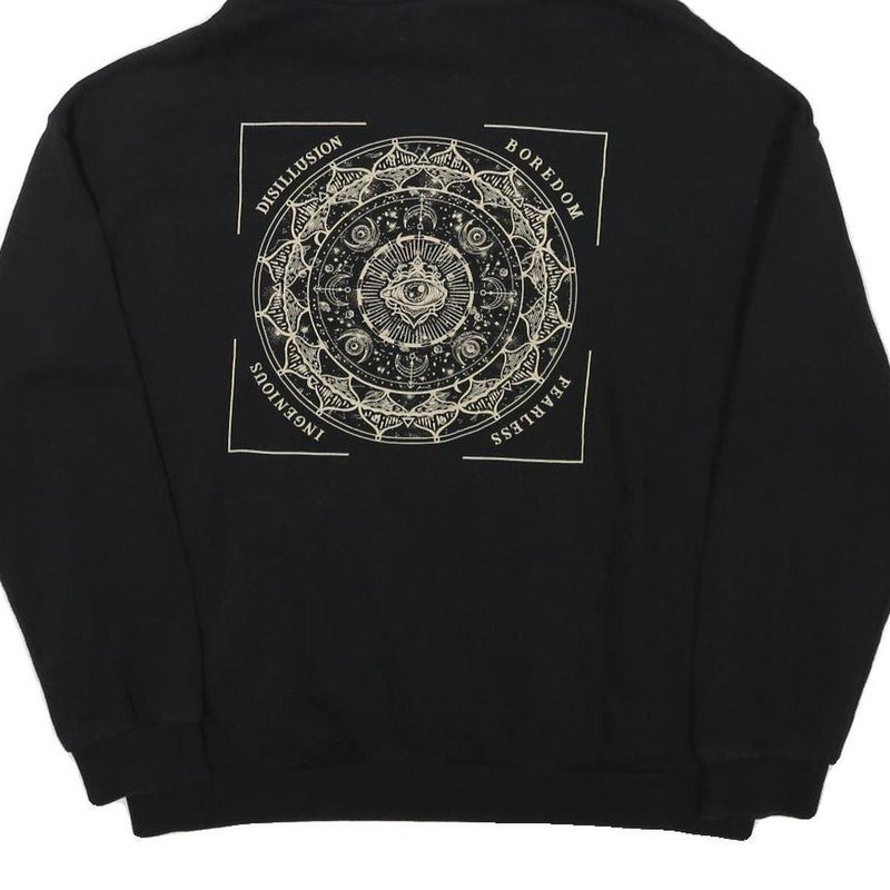 YOURTURN Mens Black Hoodie M Cotton Blend Drawstring Pullover Logo Graphic Print