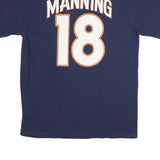 NFL Mens Blue Broncos Football Peyton Manning Graphic T-Shirt L Short Sleeve