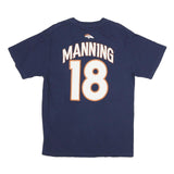NFL Mens Blue Broncos Football Peyton Manning Graphic T-Shirt L Short Sleeve
