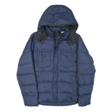 LEVI'S Mens Blue Bomber Jacket S Polyester Blend Plain Zip Hooded Casual