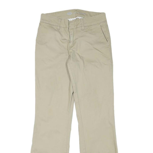 DICKIES Womens Cotton Blend Beige Regular Fit Straight Leg Trousers W27 L30